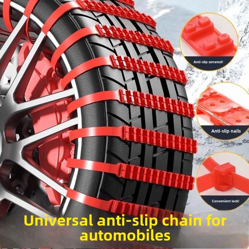 Universal Car Snow Chains – Heavy Duty Anti-Slip for Cars, SUVs, and Off-Road Vehicles, Tire Safe, Snow Grip, Thickened Strap Design